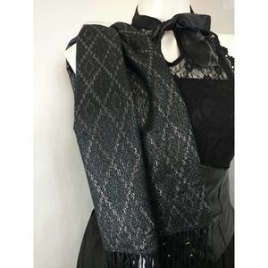 Jessica McClintock diamond stitch silver shawl/scarf